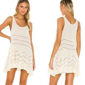 Free People Intimately Voile and Lace Trapeze White Mini Dress 20576